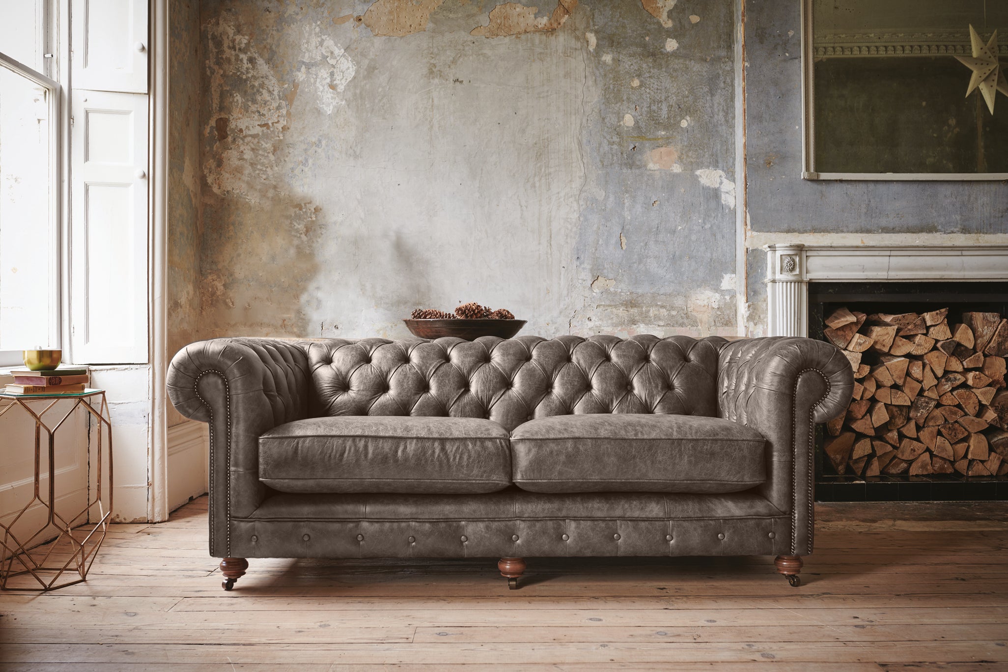 Grand Chesterfield Seater Sofa Vintage Grey - Main Image