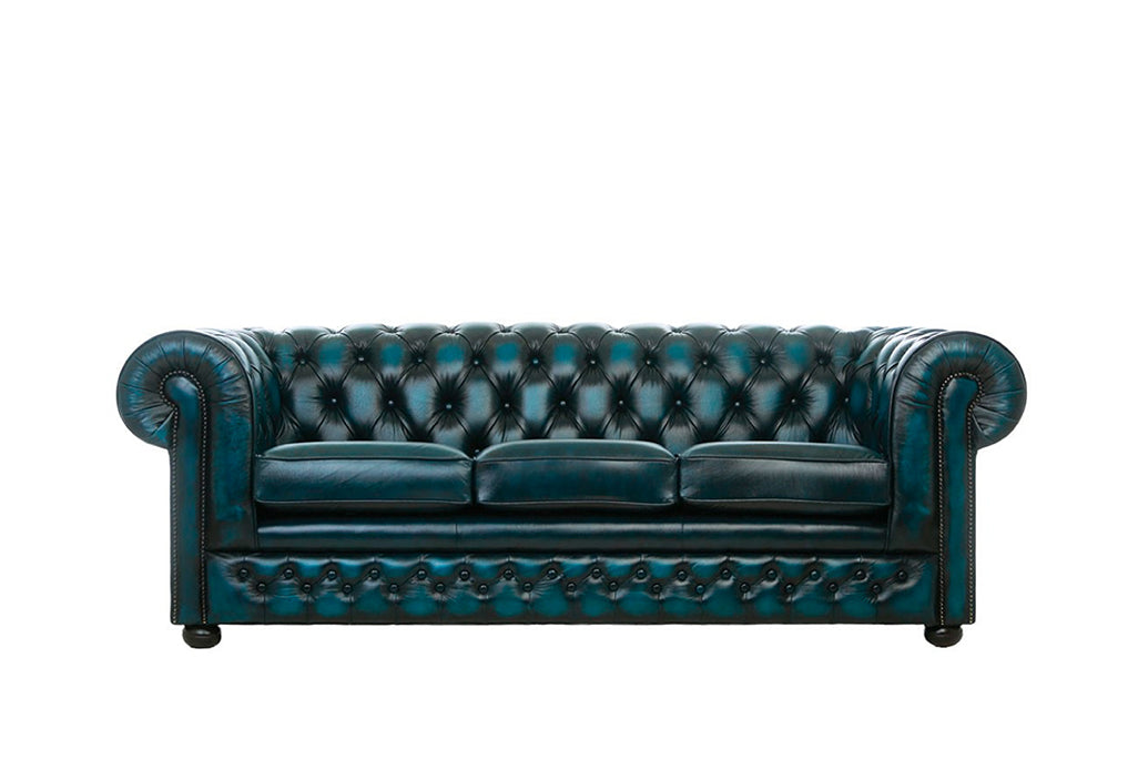 Chesterfield Sofa Bed Antique Blue - SofaSofa