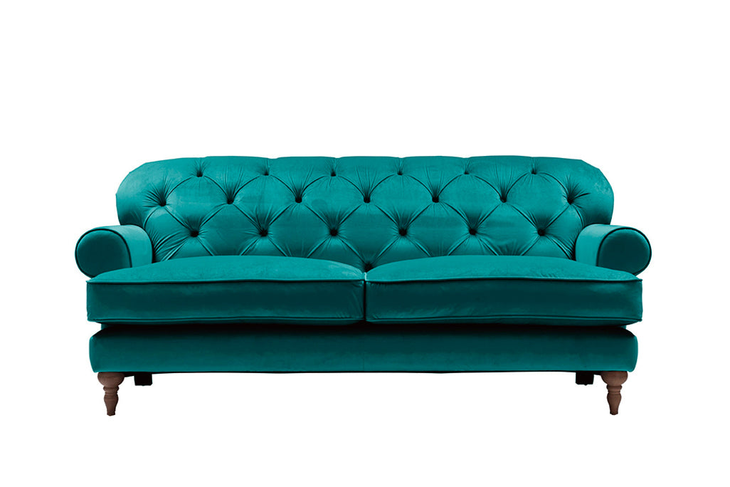 Teal velvet store 3 seater sofa