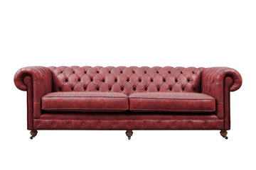 Grand Chesterfield | 4 Seater Sofa | Vintage Oxblood