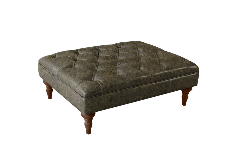 Earl | Large Button Bench Footstool | Vintage Green