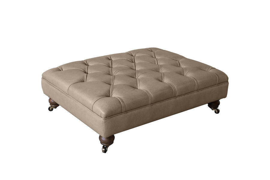 Grand Chesterfield | Large Button Bench Footstool | Milton Mushroom