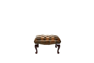 Chesterfield Queen Anne Footstool Antique Gold