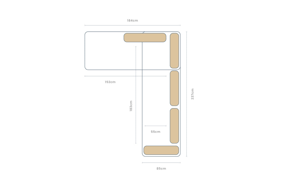 Amelia | Chaise Sofa Option 2 | Softgrain Pebble