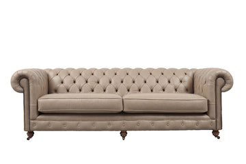 Grand Chesterfield | 4 Seater Sofa | Milton Mushroom