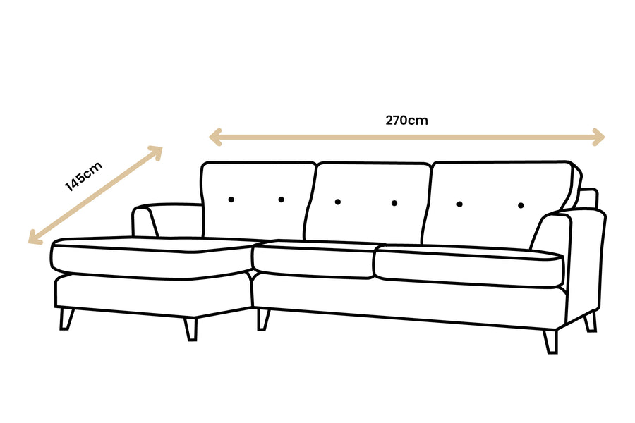 Poppy | Chaise Sofa Option 2 | Linoso Charcoal