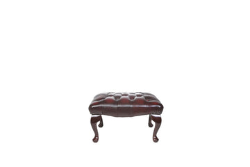 Chesterfield | Queen Anne Footstool | Antique Red