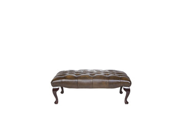 Chesterfield | Queen Anne Bench Footstool | Antique Gold