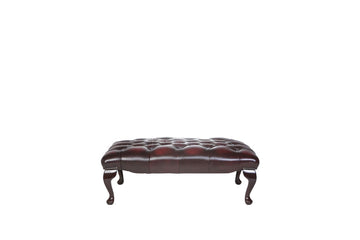 Chesterfield | Queen Anne Bench Footstool | Antique Red